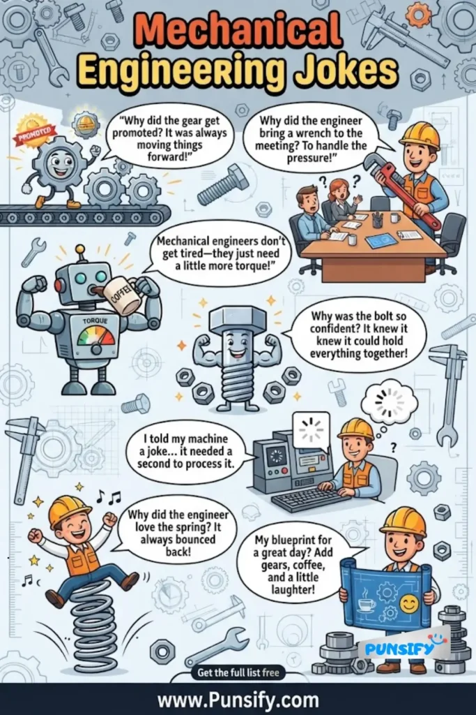 175+ Gears of Laughter with Mechanical Engineering Jokes Galore in 2026
