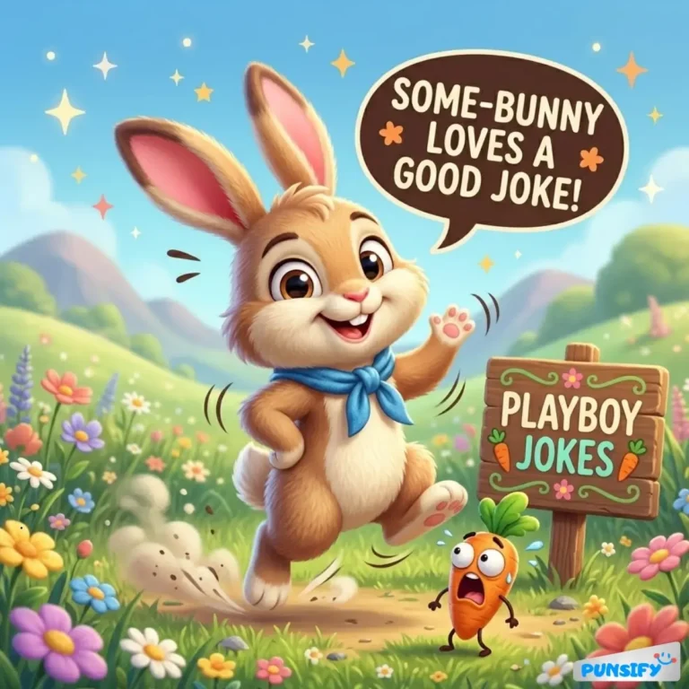 A cheerful rabbit with a blue scarf waves beside a carrot sign.