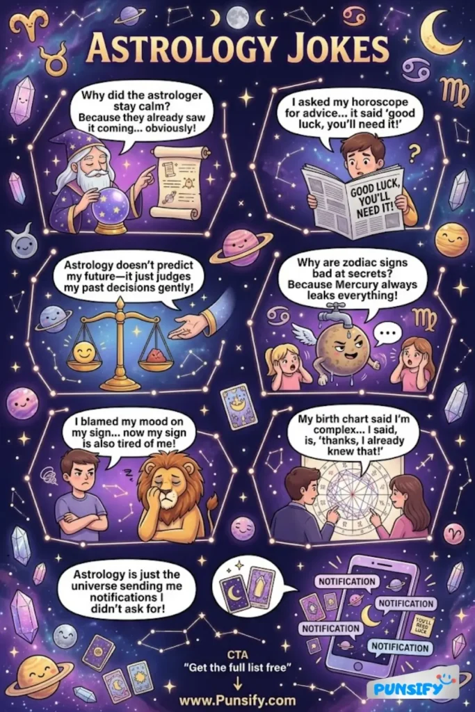 195+ Hilarious Astrology Jokes & Puns That Will Make Your Stars Align with Laughter