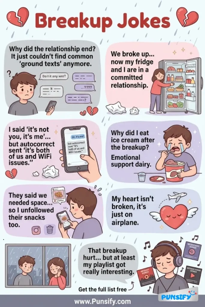 169+ Hilarious Breakup Jokes & Puns to Help You Laugh Off Love’s Leftovers