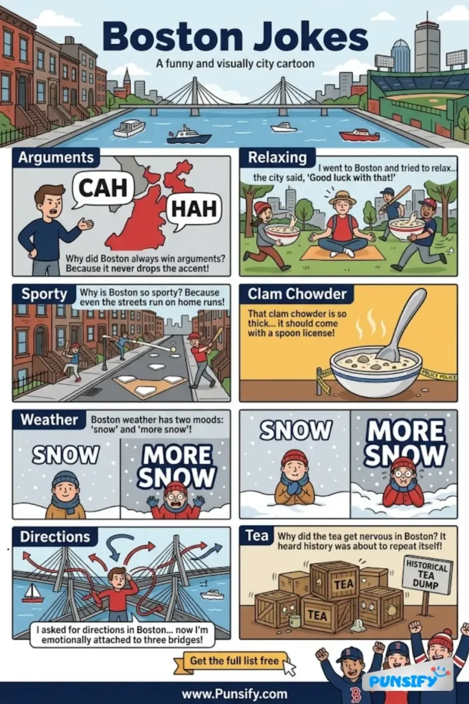 175+ Hilarious Boston Jokes & Puns That Will Make You Chuckle Like a Chowderhead