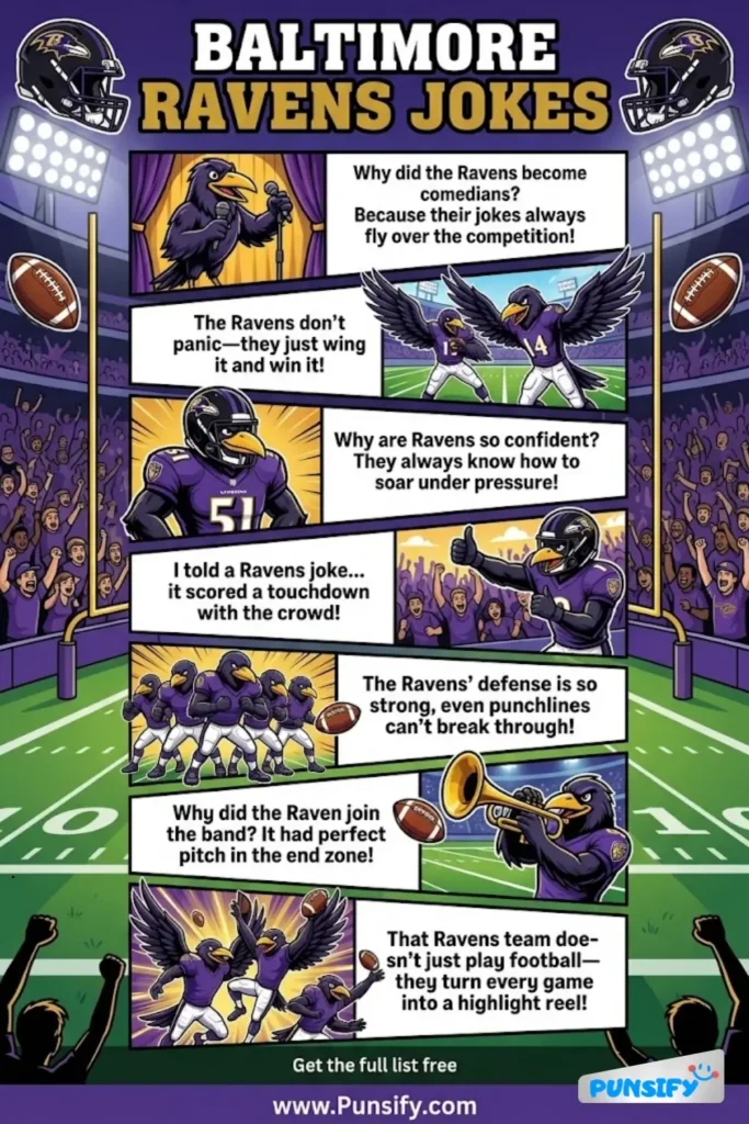 187+ Hilarious Baltimore Ravens Jokes & Puns That Will Tackle Your Funny Bone!