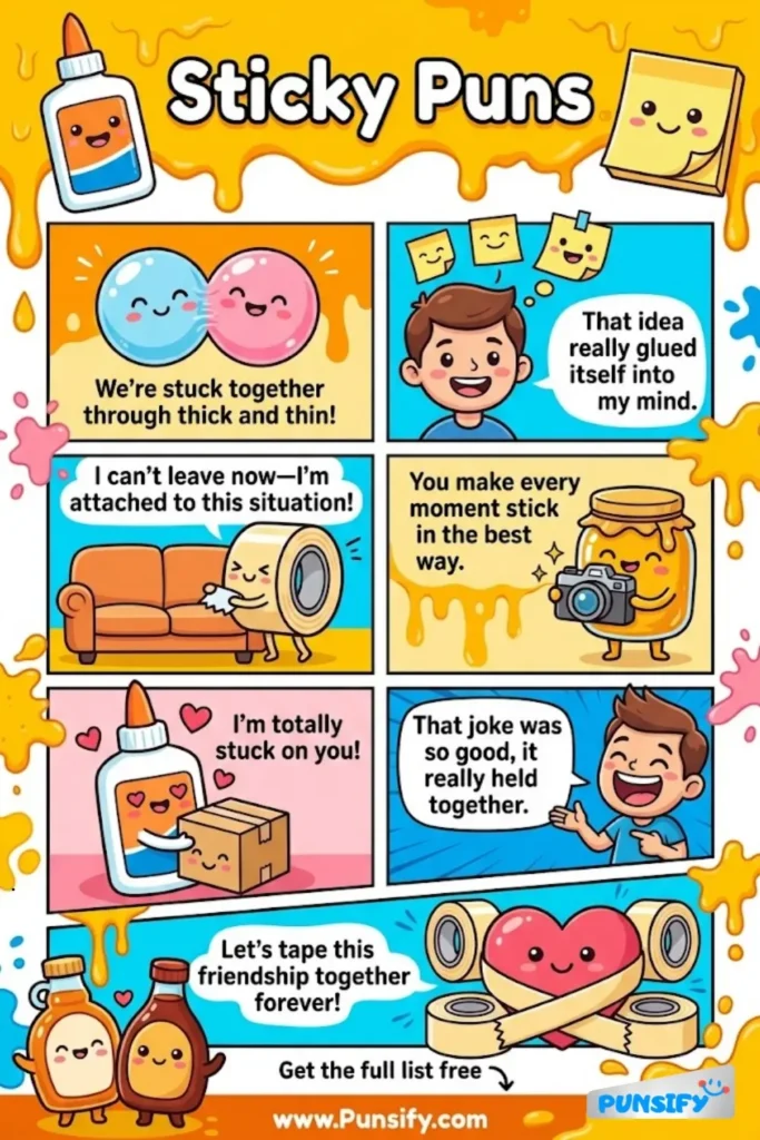 165+ Hilarious Sticky Puns & Jokes That Will Make You Laugh Out Loud Today