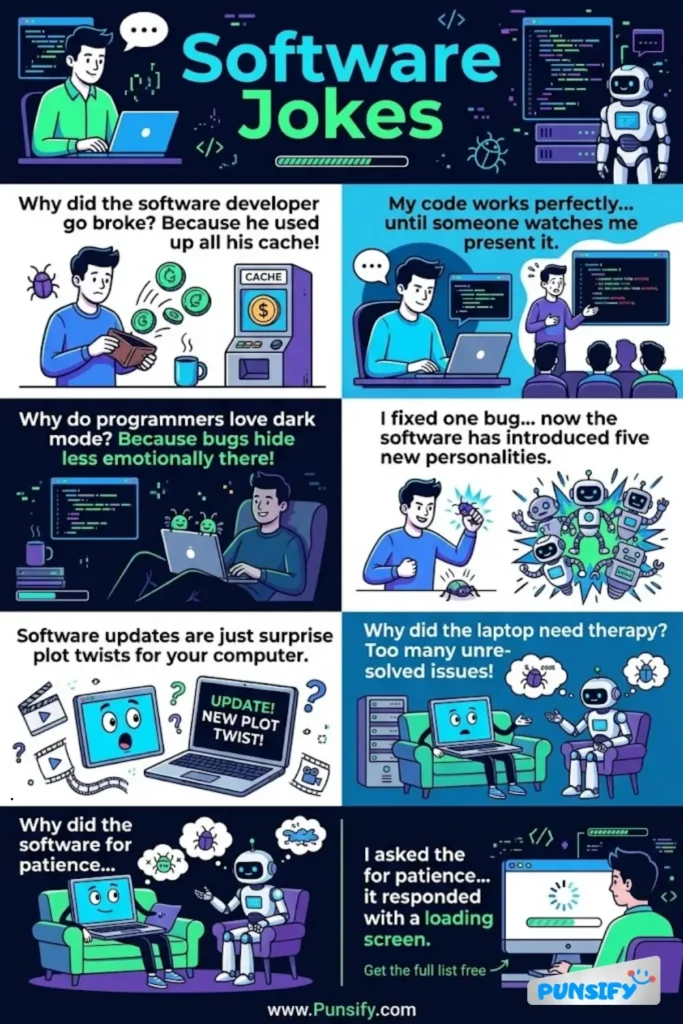 193+ Hilarious Software Jokes & Puns to Make Coders Chuckle and Smile