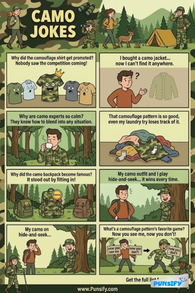 159+ Hilarious Camo Jokes & Puns That Will Make You Blend In With Laughter