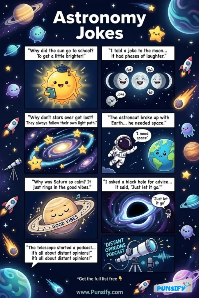 193+ Hilarious Astronomy Jokes & Puns That Are Out of This World and Star-Studded Fun