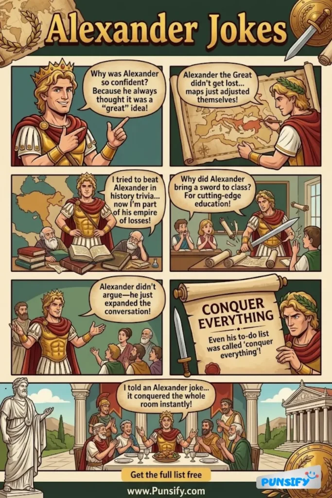 159+ Hilarious Alexander Jokes & Puns That Will Crown You King of Comedy