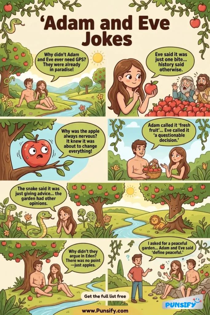 163+ Hilarious Adam And Eve Jokes & Puns That Will Make You Fall From Your Tree!