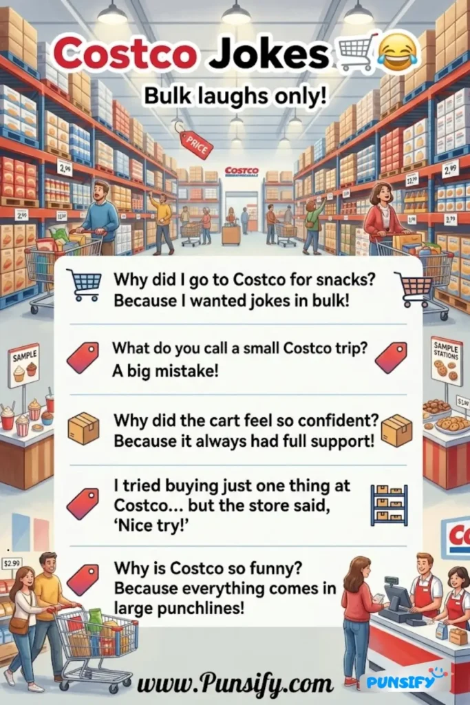 133+ Chuckles in Cart: Costco Jokes and Puns for Shopping Shenanigans
