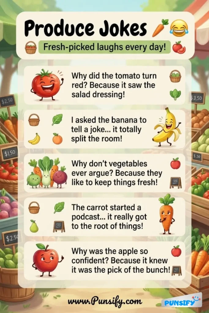 157+ Hilarious Produce Jokes and Puns That Will Make You Laugh Out Loud
