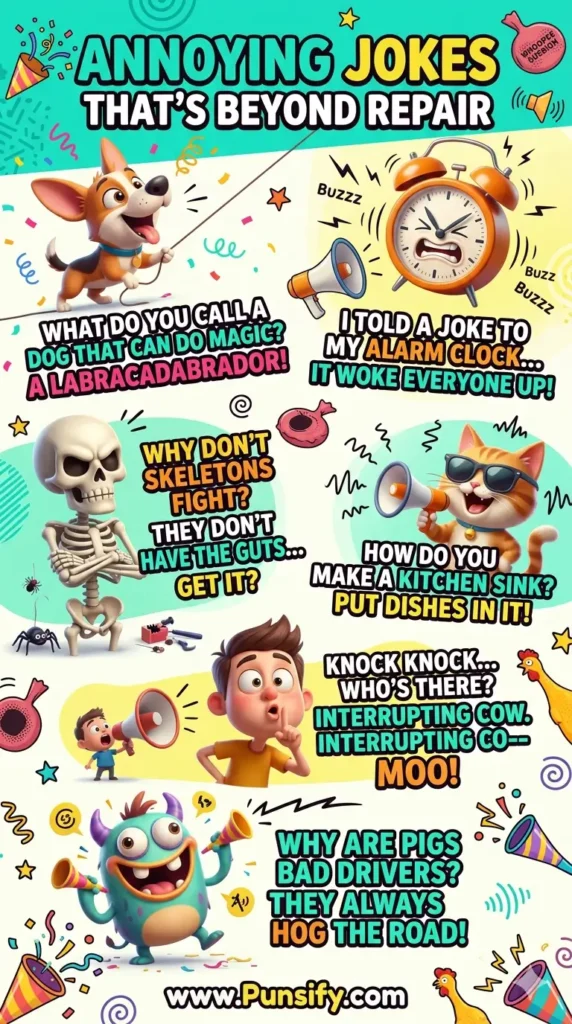 159+ Giggles Galore with Annoying Jokes and Puns for All Ages