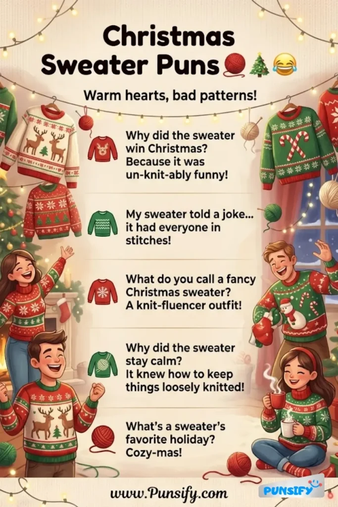 183+ Hilarious Christmas Sweater Puns That Will Knit Together Holiday Laughter