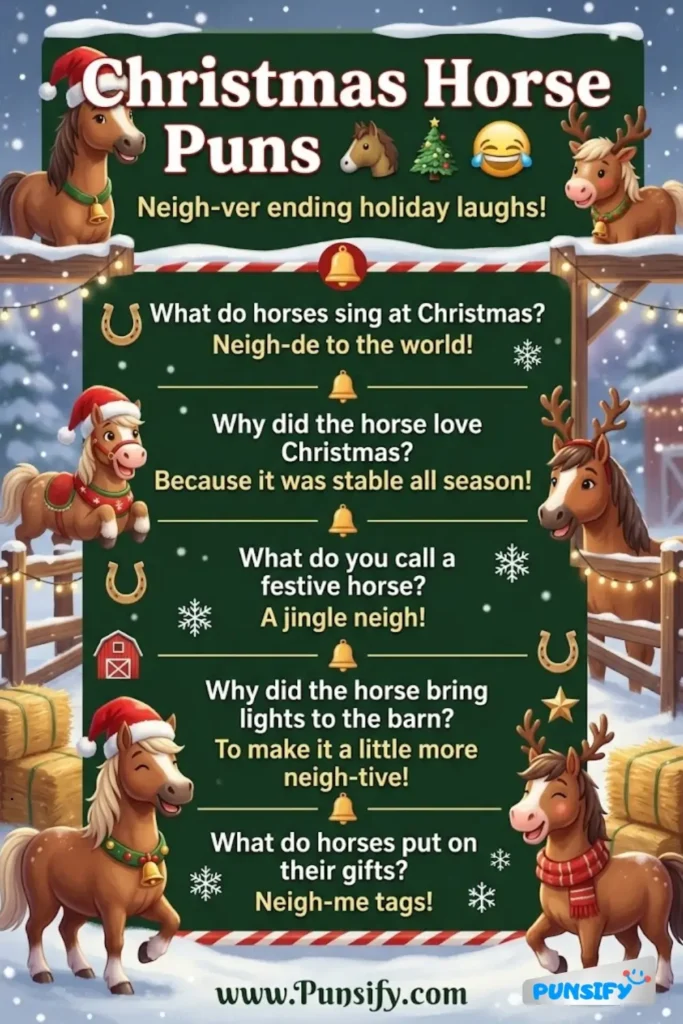 189+ Hilarious Christmas Horse Puns That Will Gallop Into Your Holiday Fun