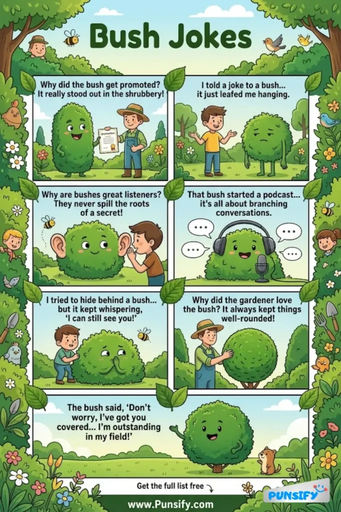 175+ Hilarious Bush Jokes & Puns That Will Leave You Rolling in the Leaves