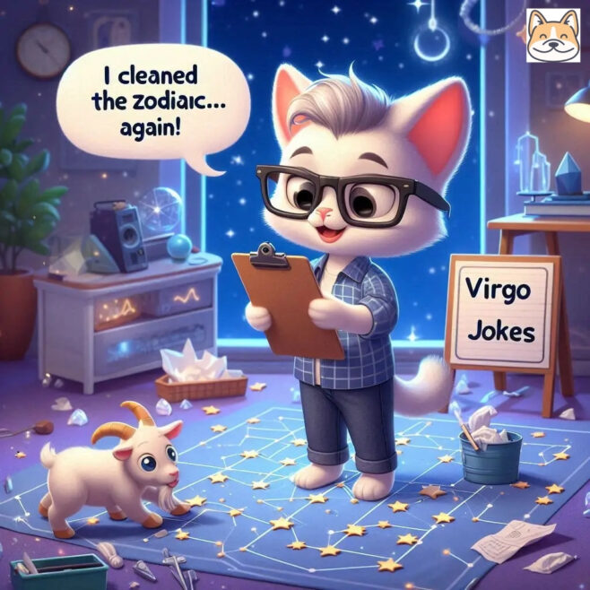 A cute cat with glasses holds a clipboard in a cozy room with a goat nearby.