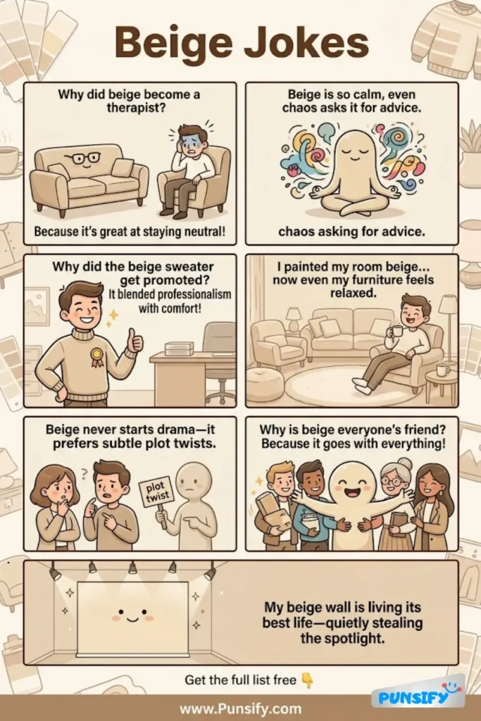 175+ Hilarious Beige Jokes & Puns That Will Make You Chuckle Like a Colorful Chameleon