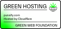 Punsify Green Hosting verification badge – Delivering clean humor powered by eco-friendly, sustainable energy verified by thegreenwebfoundation.org
