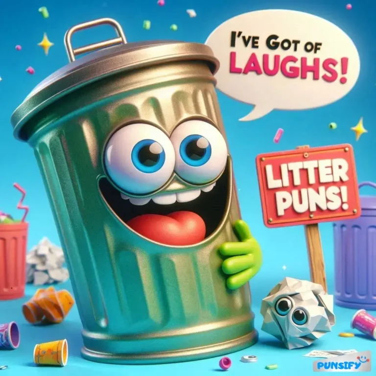 A playful trash can character with big eyes and a wide smile, holding a tongue out.