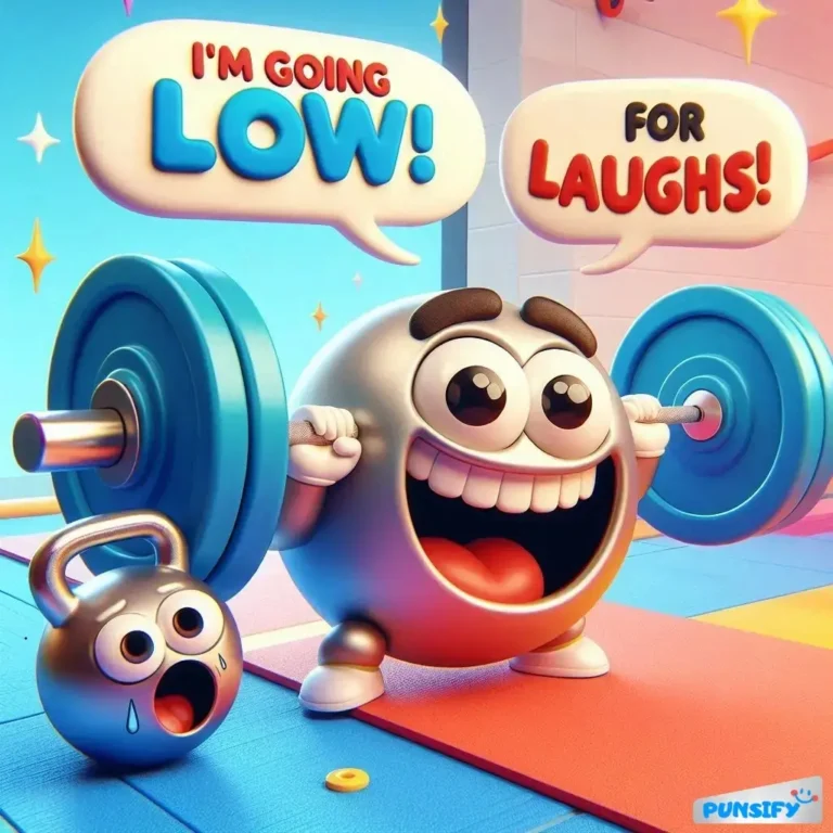 A shiny character lifting weights with a kettlebell beside it. The character smiles widely, showing off its teeth.